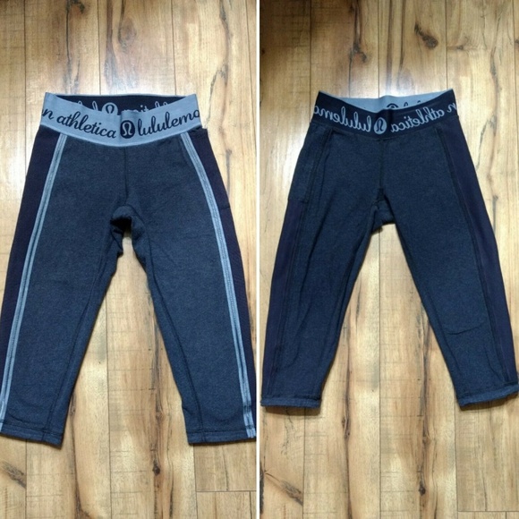 Lululemon Size 4 Reversible Inner Essence Crop Leggings 2 in 1 Navy Blue Cropped - Picture 2 of 8